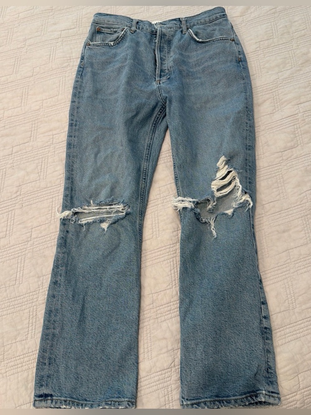 AGOLDE Riley Distressed high rise straight cropped Jeans